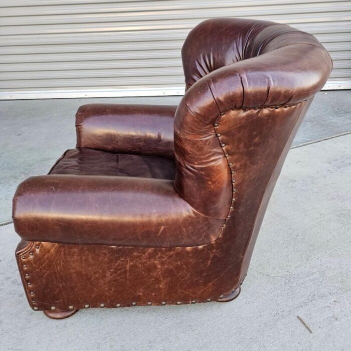 restoration hardware churchill lounge chair in cigar brown leather 4703