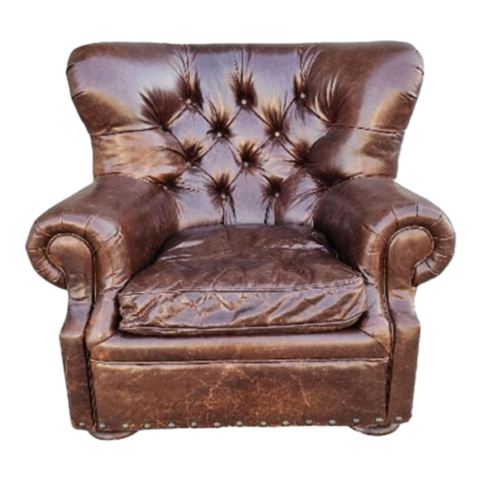 restoration hardware churchill lounge chair in cigar brown leather 5918