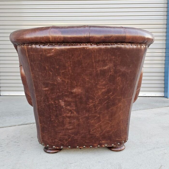 restoration hardware churchill lounge chair in cigar brown leather 6339