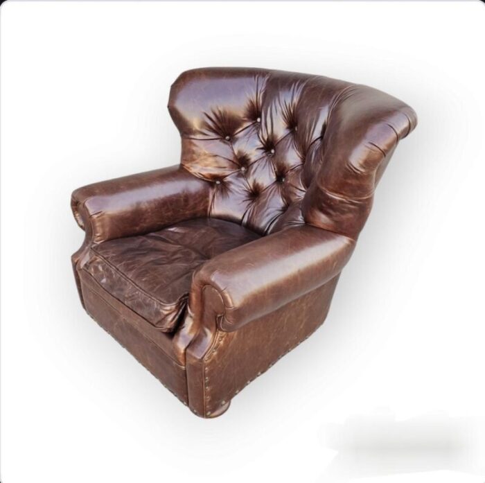 restoration hardware churchill lounge chair in cigar brown leather 7470