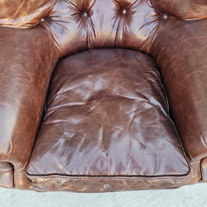 restoration hardware churchill lounge chair in cigar brown leather 8556