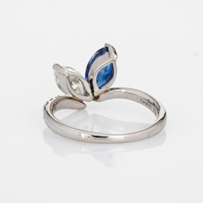 sapphire diamond ring moi et toi platinum sz 6 marquise engagement jewelry 6091