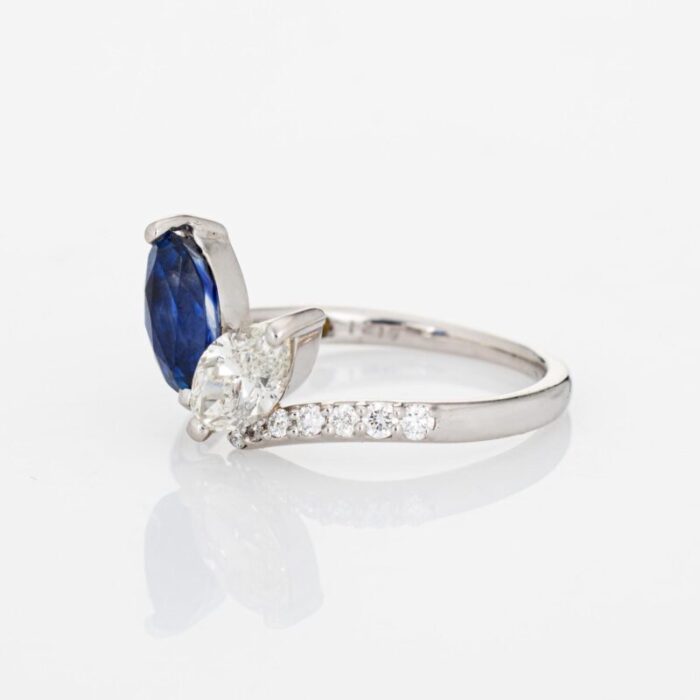 sapphire diamond ring moi et toi platinum sz 6 marquise engagement jewelry 8890