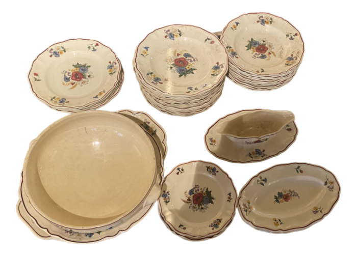 sarreguemines floral plates service set of 35 7726