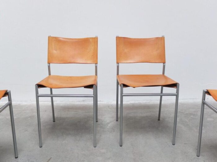 se06 chairs in natural leather by martin visser for t spectrum 1967 set of 6 5544