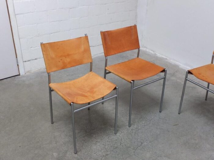 se06 chairs in natural leather by martin visser for t spectrum 1967 set of 6 9208