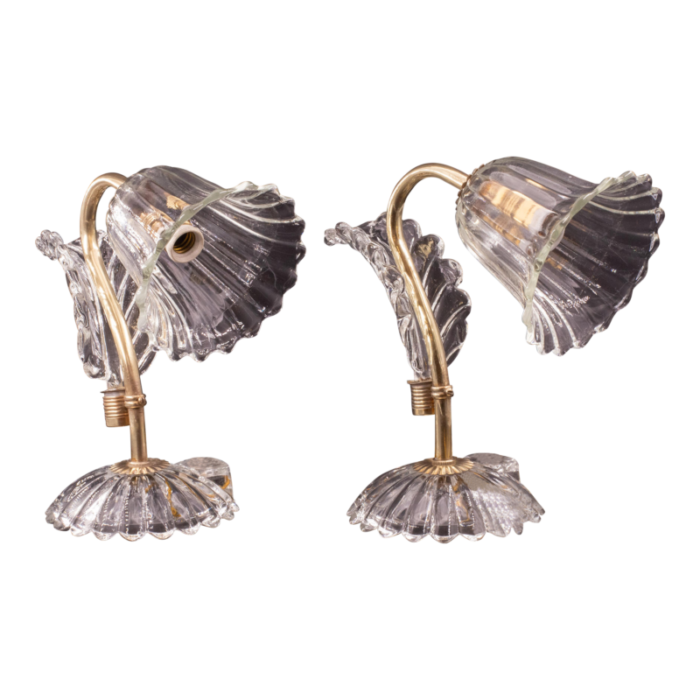 set of 2 art deco murano glass barovier e toso table lamp 1940 0214