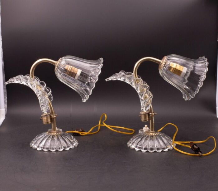 set of 2 art deco murano glass barovier e toso table lamp 1940 3414