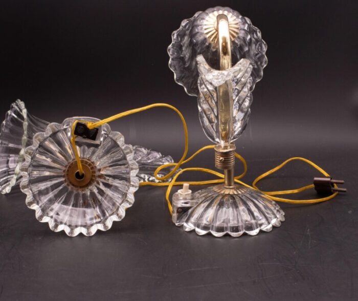 set of 2 art deco murano glass barovier e toso table lamp 1940 3757