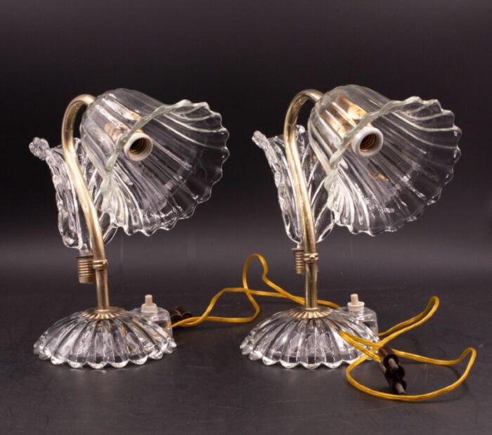 set of 2 art deco murano glass barovier e toso table lamp 1940 5997