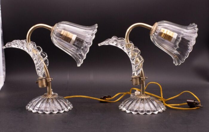 set of 2 art deco murano glass barovier e toso table lamp 1940 6191