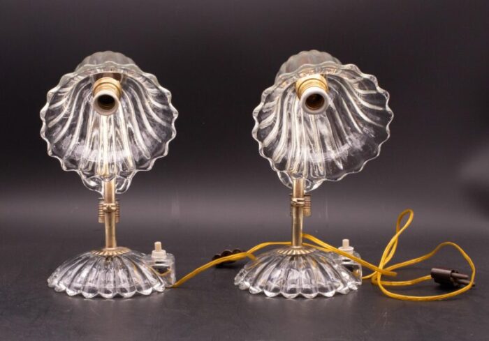 set of 2 art deco murano glass barovier e toso table lamp 1940 7184