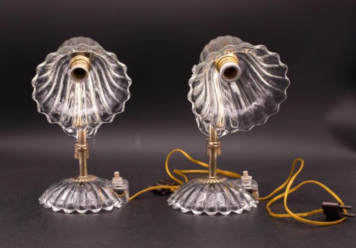 set of 2 art deco murano glass barovier e toso table lamp 1940 9779