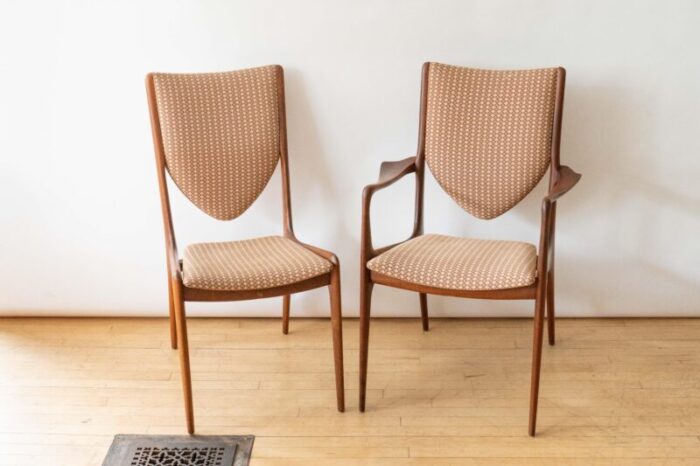 set of 6 vladimir kagan walnut dining chairs circa 1950s 7621