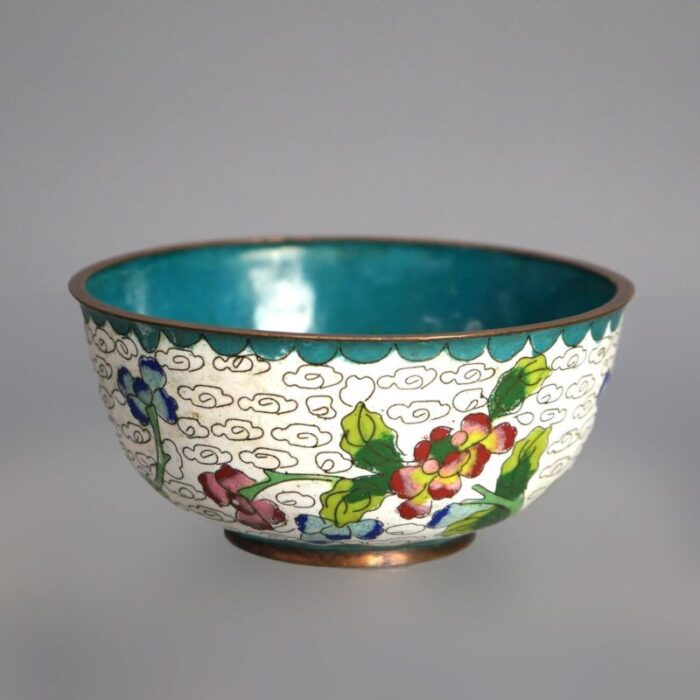 set of seven antique chinese bronze cloisonne enameled rice bowls c1920 8297