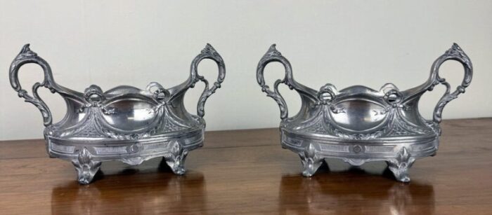 silver plated table planters 1880 set of 2 3