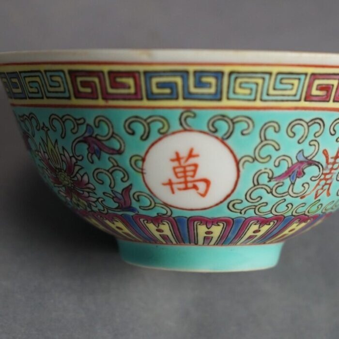 six antique chinese porcelain enamel decorated rice bowls c1910 4340