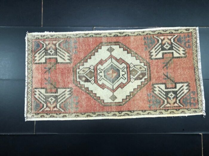 small handmade wool rug 1960s 1 10