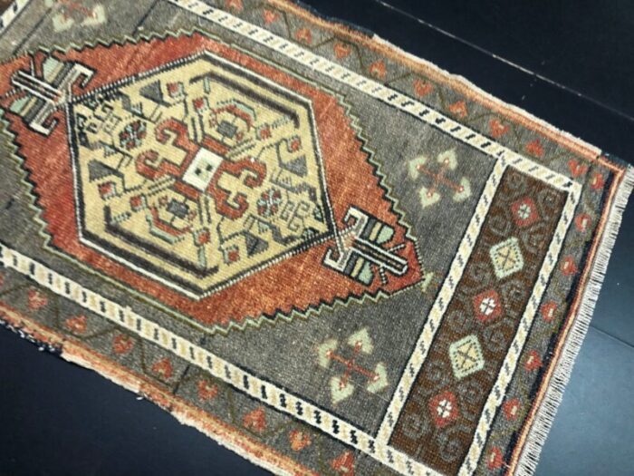 small handmade wool rug 1960s 3 3