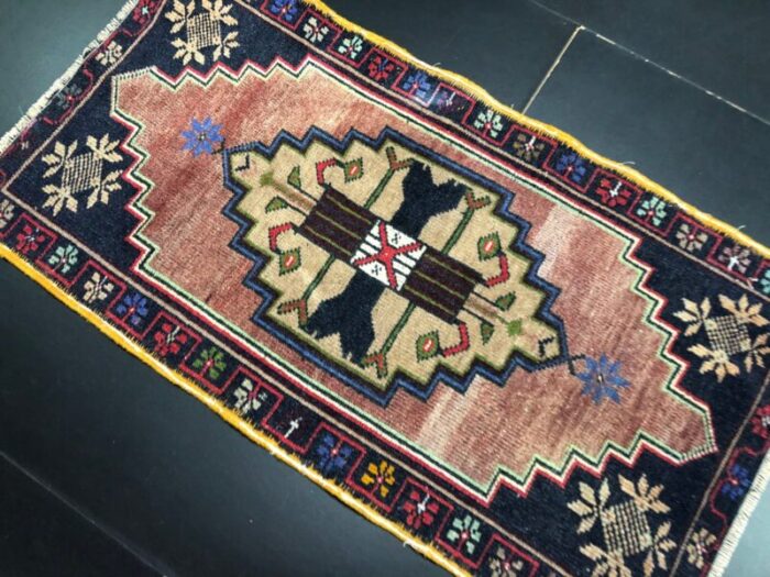 small handmade wool rug 1960s 3 4