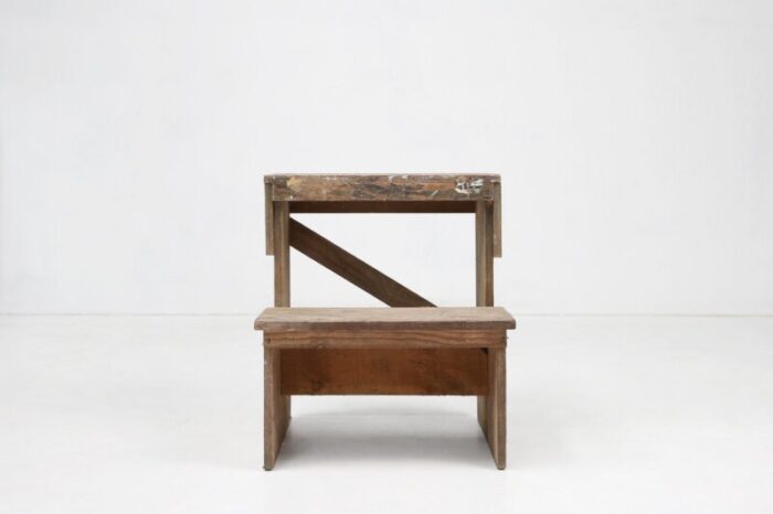 small industrial stepladder in wood belgium 1920s 3