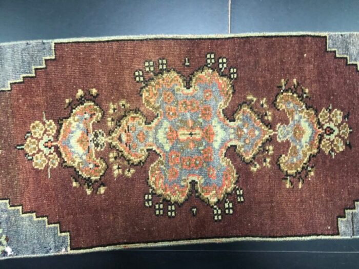 small turkish handmade brown wool rug 1960s 3