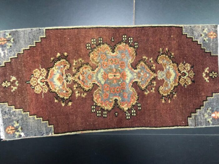 small turkish handmade brown wool rug 1960s 5