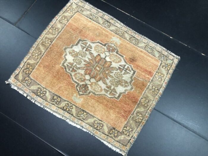 small vintage handmade wool rug 1960s 4