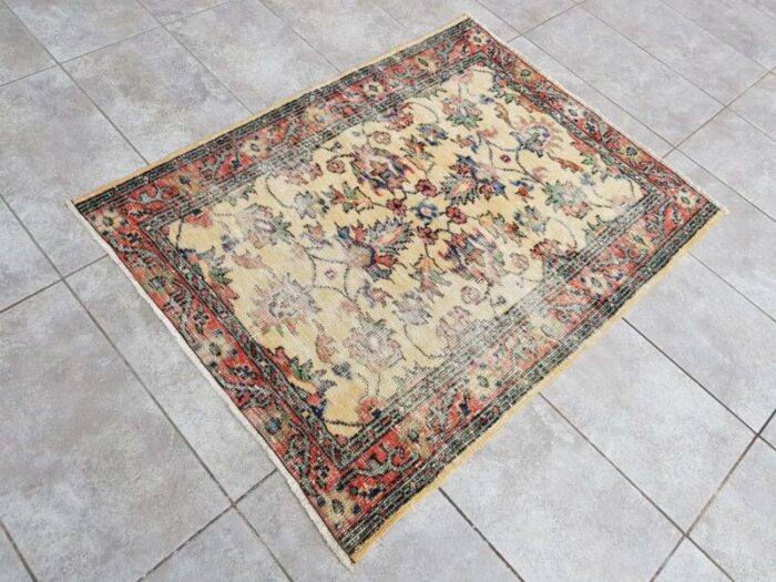 small vintage oushak wool rug 1960s 1