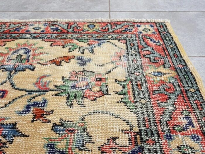 small vintage oushak wool rug 1960s 10