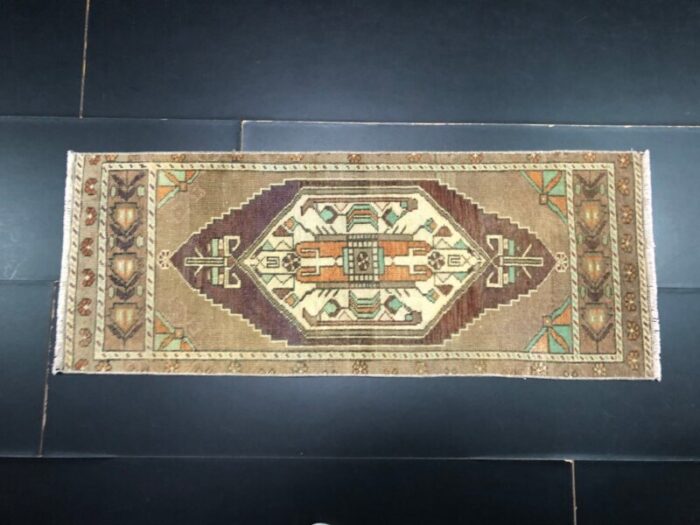 small vintage turkish handmade wool rug 1960s 1 1