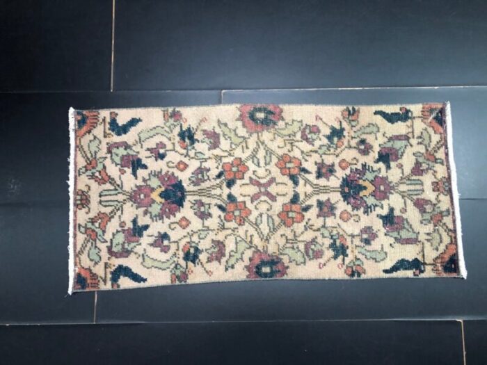 small vintage turkish handmade wool rug 1960s 1 2