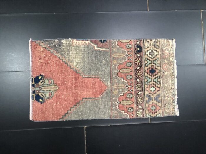 small vintage turkish handmade wool rug 1960s 1 4