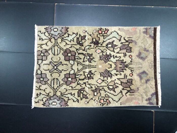 small vintage turkish handmade wool rug 1960s 1 5