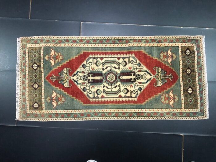 small vintage turkish handmade wool rug 1960s 1 6