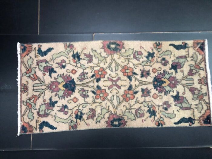 small vintage turkish handmade wool rug 1960s 2 2