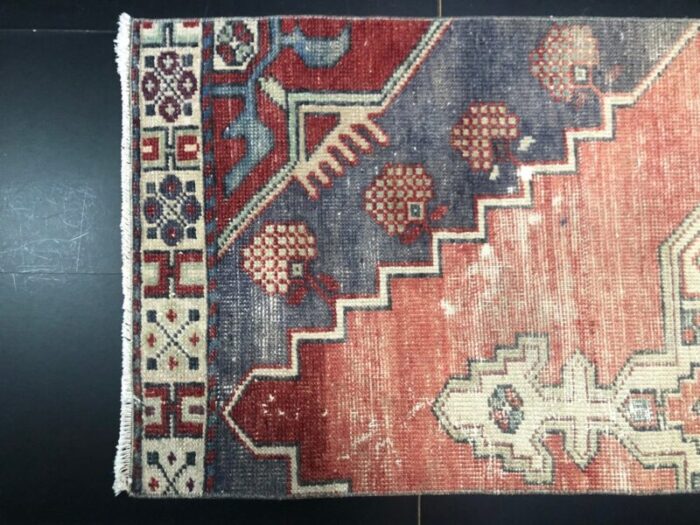 small vintage turkish handmade wool rug 1960s 2 7