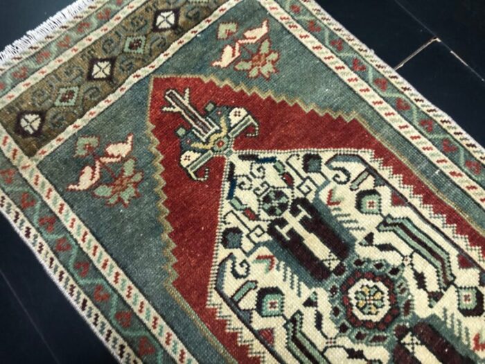 small vintage turkish handmade wool rug 1960s 3 6