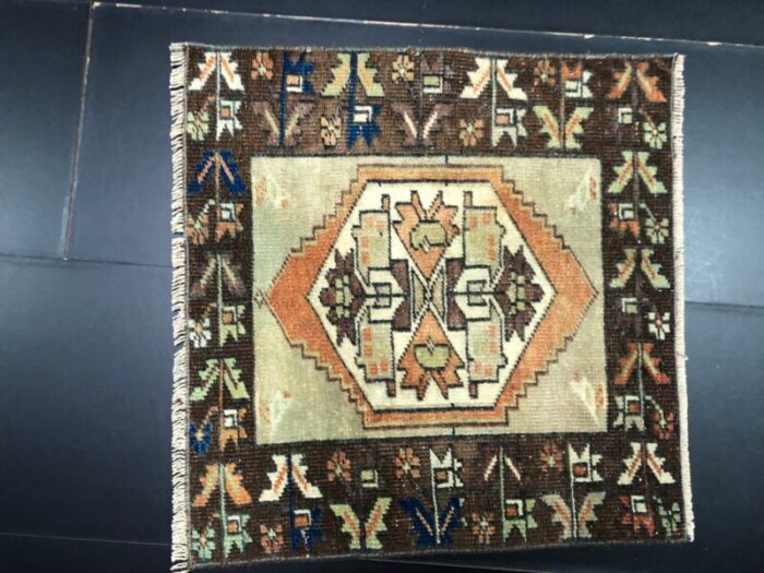 small vintage turkish handmade wool rug 1960s 3 8