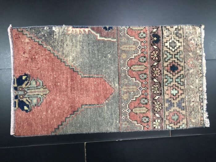 small vintage turkish handmade wool rug 1960s 4 4