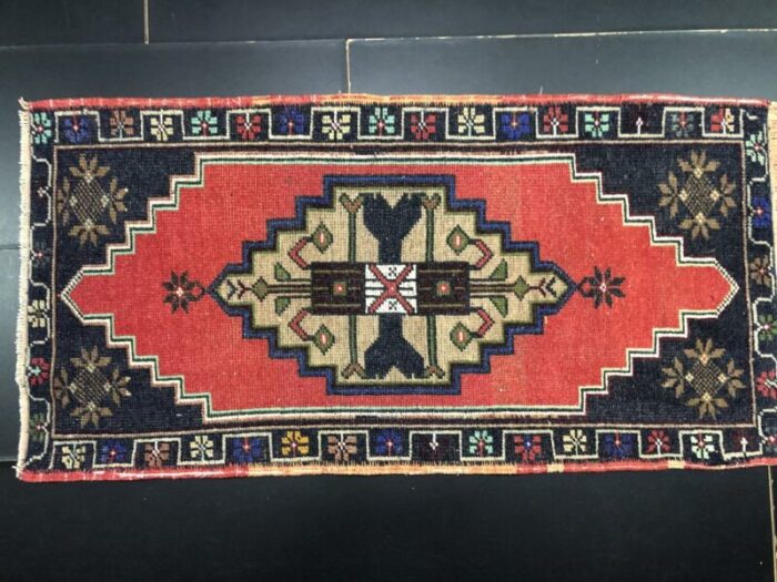 small vintage turkish handmade wool rug 1960s 4