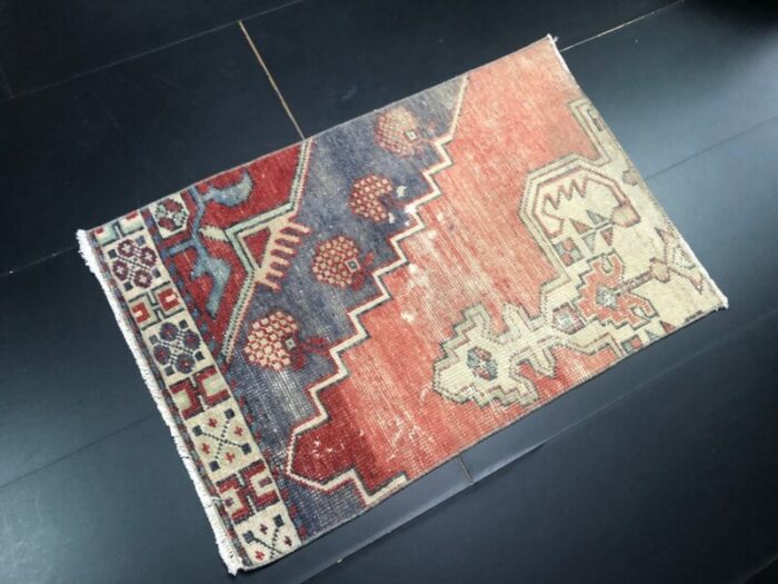 small vintage turkish handmade wool rug 1960s 5 7