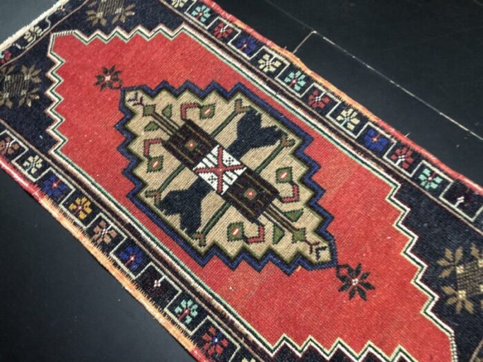 small vintage turkish handmade wool rug 1960s 5