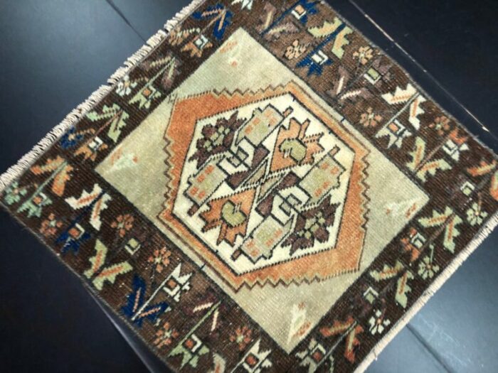 small vintage turkish handmade wool rug 1960s 5 8