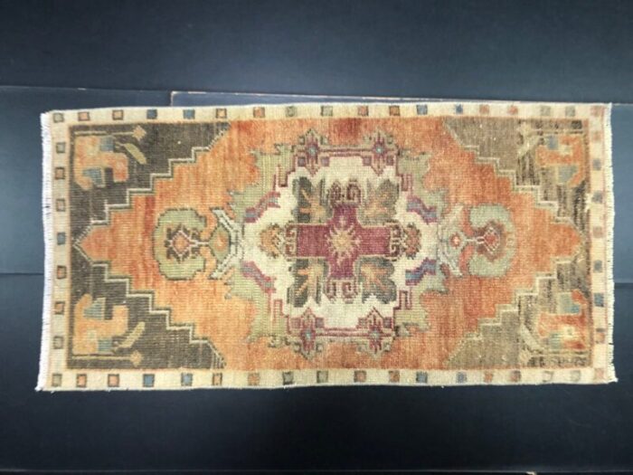 small vintage turkish handmade wool rug 1960s 5 9