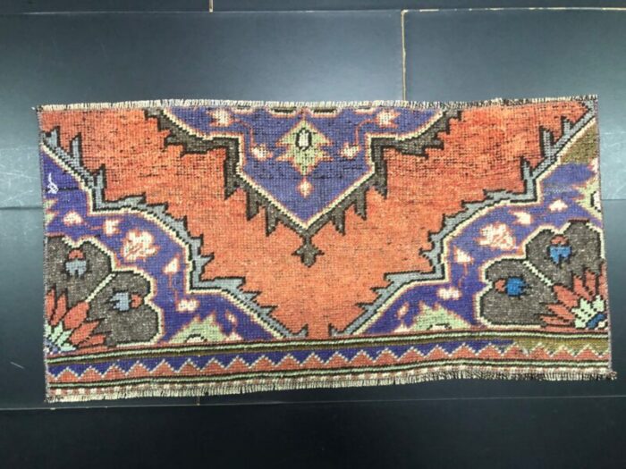 small vintage turkish wool rug 1960s 4 3