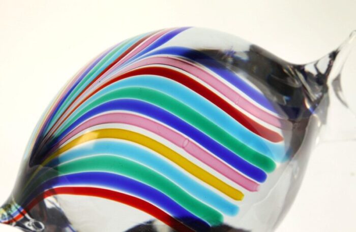 solid glass fish with rainbow rods by livio seguso for bisazza 1993 10