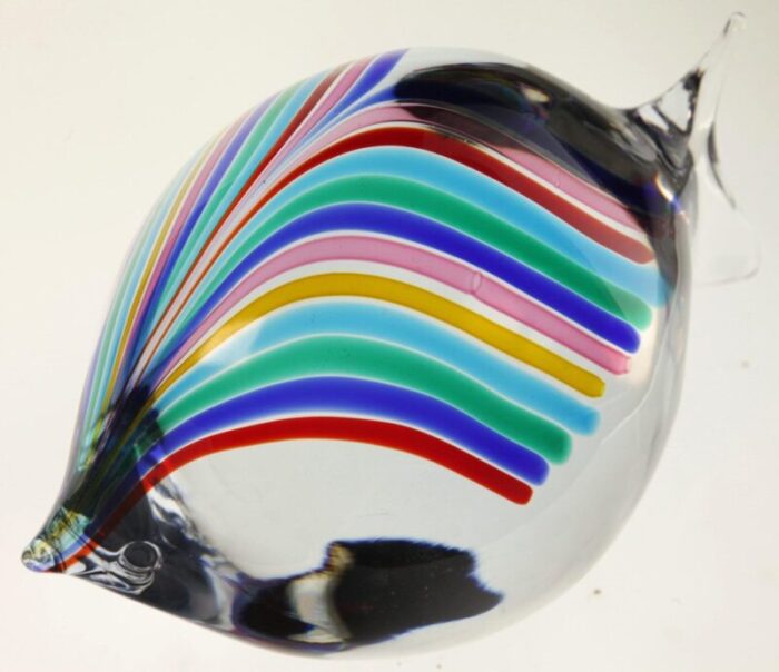 solid glass fish with rainbow rods by livio seguso for bisazza 1993 13