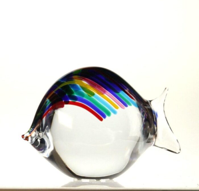 solid glass fish with rainbow rods by livio seguso for bisazza 1993 14