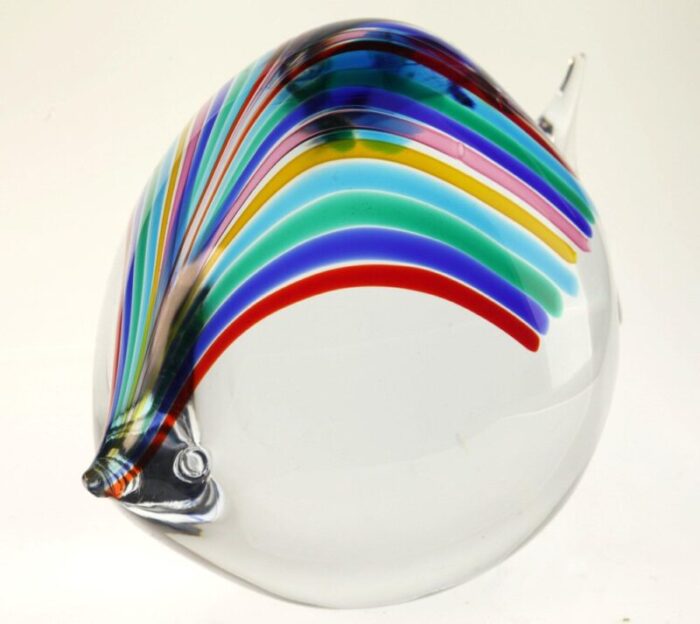 solid glass fish with rainbow rods by livio seguso for bisazza 1993 15